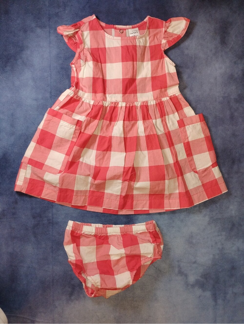 Carter's 12 month red Gingham Dress and Bloomer Set